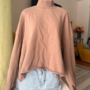Cozy Mock Neck Sweatshirt in Dusty Rose